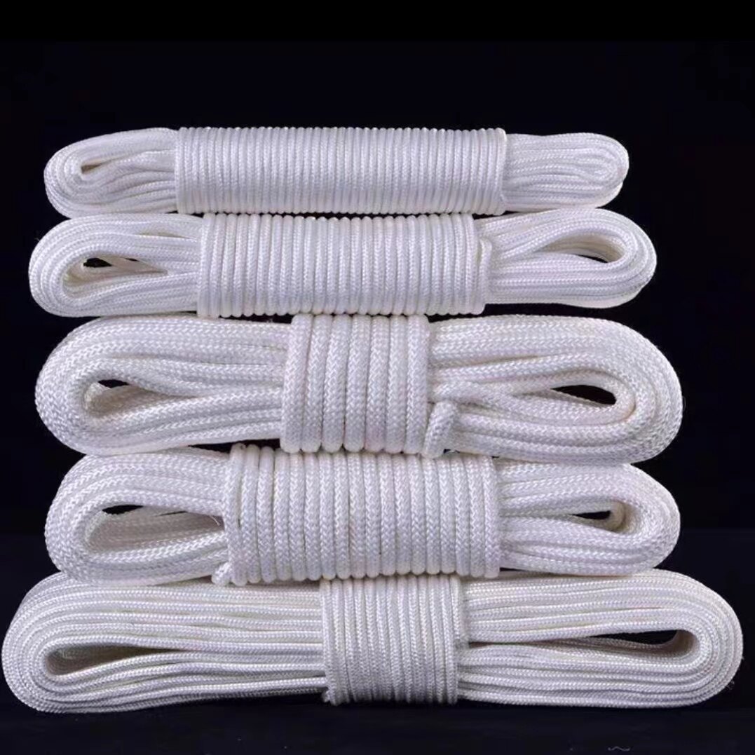 Nylon rope woven fine rope flagpole rope clothesline colorful outdoor sun resistant pull rope wear-resistant binding tent rope
