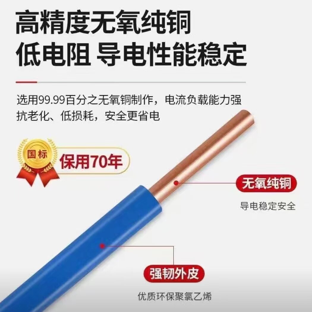 Mingpin 2.5-square national standard package inspection single core PVC insulated unshielded wire for home decoration and engineering, single core unshielded wire BV wire