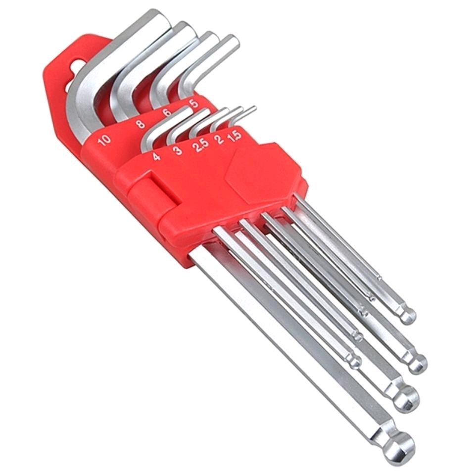 High hardness hexagonal wrench set with 9 pieces of screwdriver, ball head, plum blossom hexagonal wrench tool