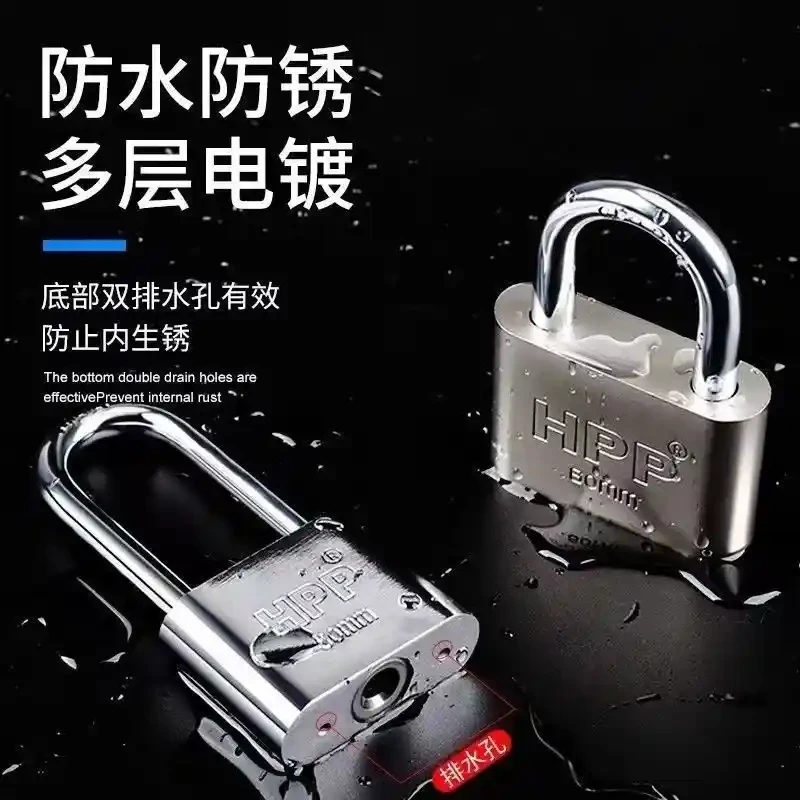 Electroplating Big Treasure Rounded Corner Single Open Padlock Square Blade Electroplating Big Treasure Rounded Corner Single Open Padlock Square Blade Household Dormitory Size Door Lock Long Beam Lock