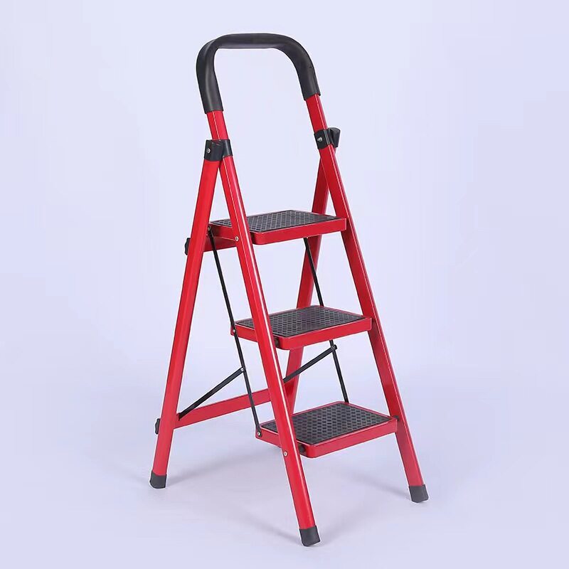 D-type iron multi specification household folding ladder with rubber anti slip tread tread and herringbone ladder