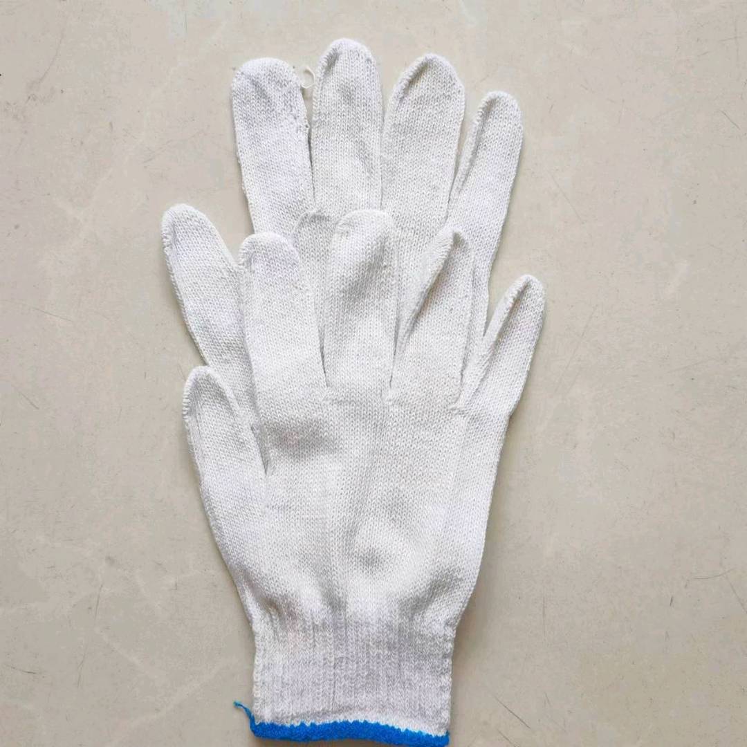 Wear resistant cotton gloves with 400g cotton thread and white protective gloves with wear-resistant and anti slip hardware for construction site work