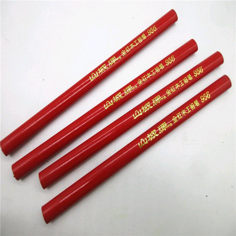 Wholesale Shancheng Woodworking Pencil All Red Pencil Woodworking Marking Pen Woodworking Pencil Elliptical All Red Woodworking Pencil