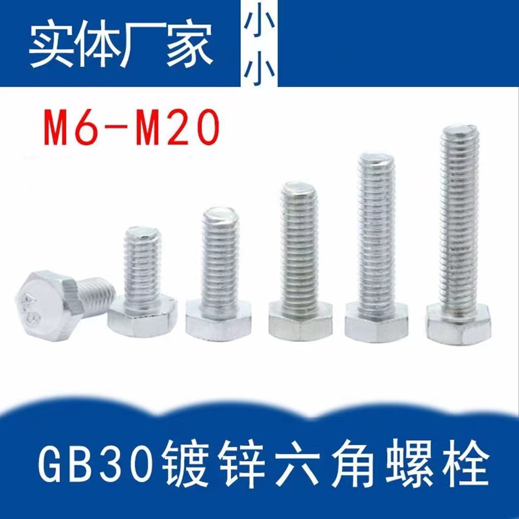Galvanized screw grade 4.8 galvanized hexagonal bolt M6-M20 hexagonal bolt