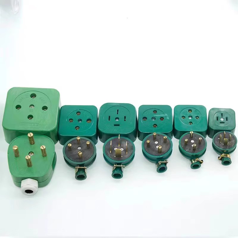 380V Zhenhua three-phase four wire plug socket industrial rubber 32A waterproof and unbreakable round foot 16A25A60A