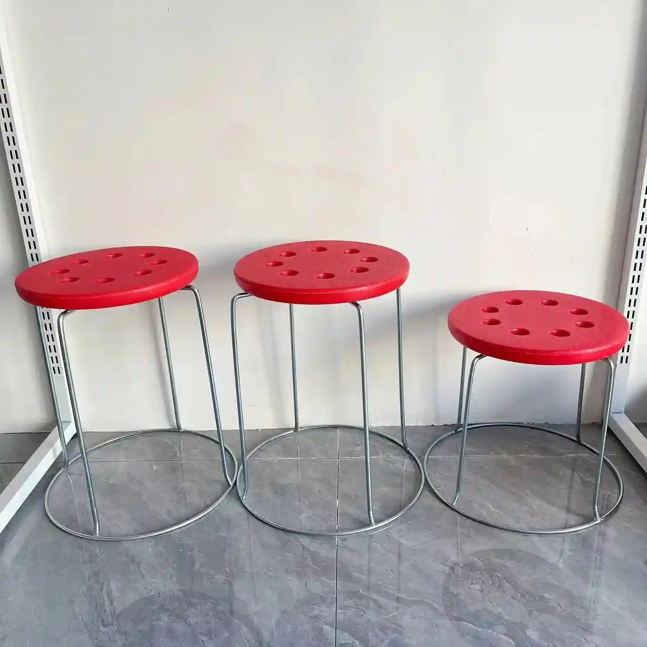 Solid steel bar round stool, plastic round stool, daughter board stool