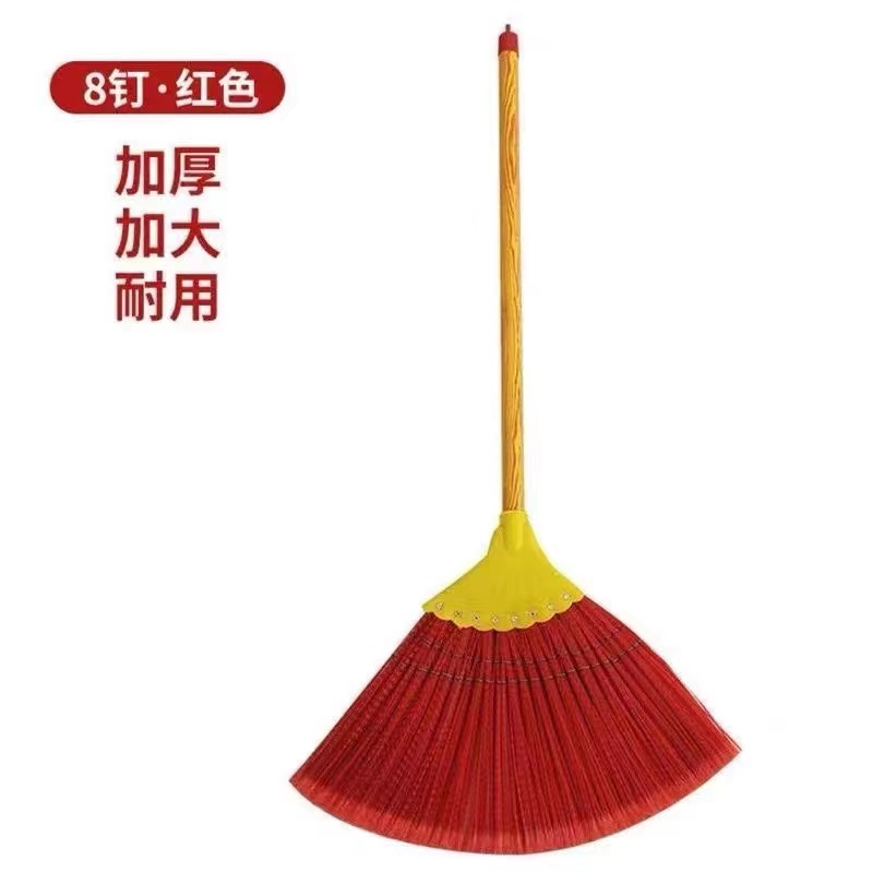Ripple wire plastic eight nail broom, plastic broom with thickened bristles, enlarged broom, stainless steel rod, single broom, large broom