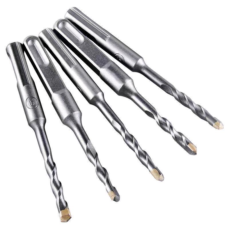 Square handle drill bit, electric hammer, impact alloy drill bit for concrete round head, two pits and two grooves, ultra hard square handle, four pits, special drilling