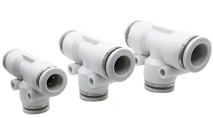 Three way connector T-shaped white plastic trachea PU quick plug quick connector