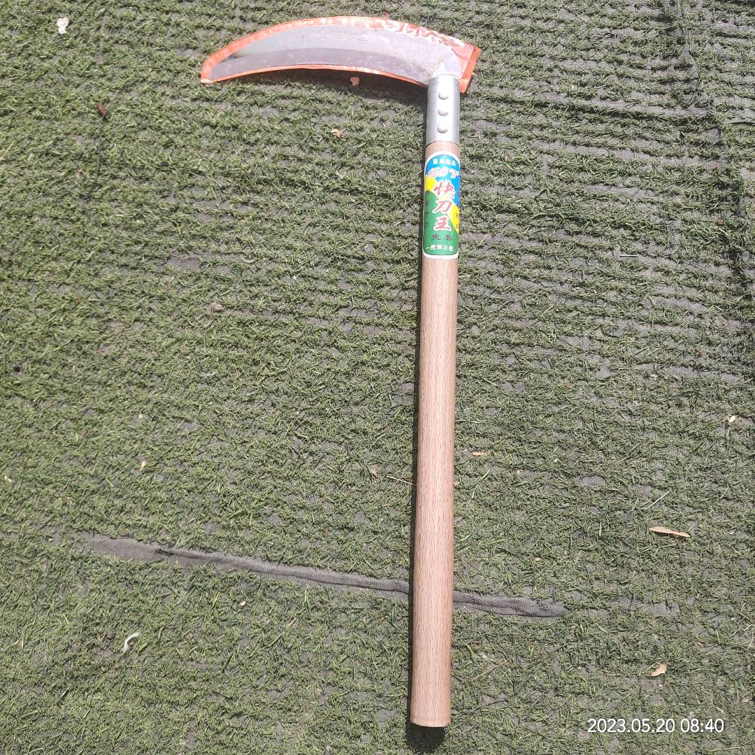 Sickle, agricultural quick knife king, grass cutting sickle, corn sickle, dry field sickle, long handled wooden handle sickle