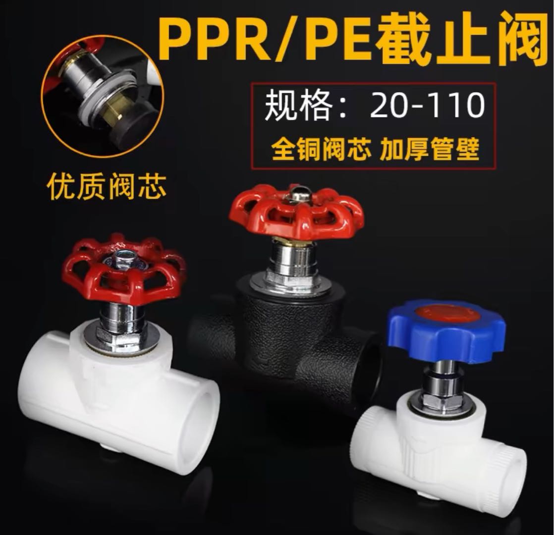 Thickened PPR water pipe valve PPR lifting ball valve 204 minutes 256 minutes globe valve PPR water pipe fittings with globe valve