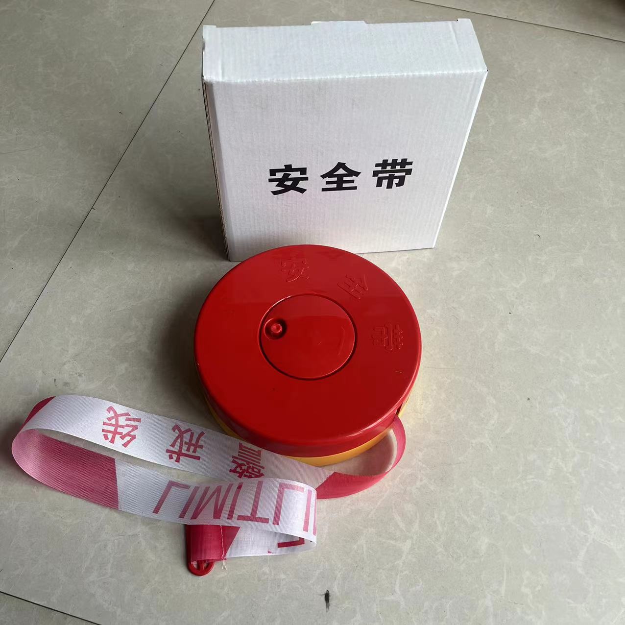 Red boxed warning line with 50 meter and 100 meter specifications, red and white safety warning tape, disposable retractable isolation tape, construction site warning guardrail tape, and meter line
