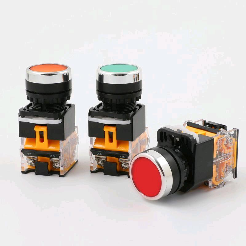 (10 units) Power supply with self-locking circular button switch LA38-11BN start stop self reset 22MM