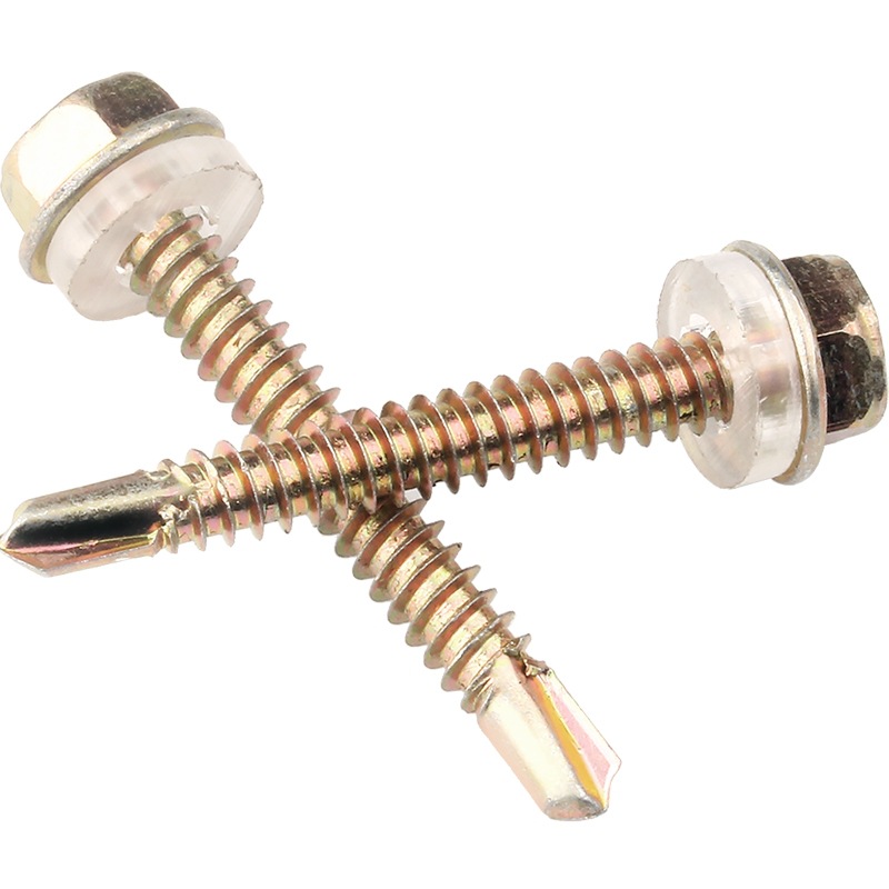 Shanghai Hongting Supreme Hexagonal Drill Tail Wire Color Steel Tile Self tapping Screw with Pad Self tapping Self drilling Screw Swallowtail Nail