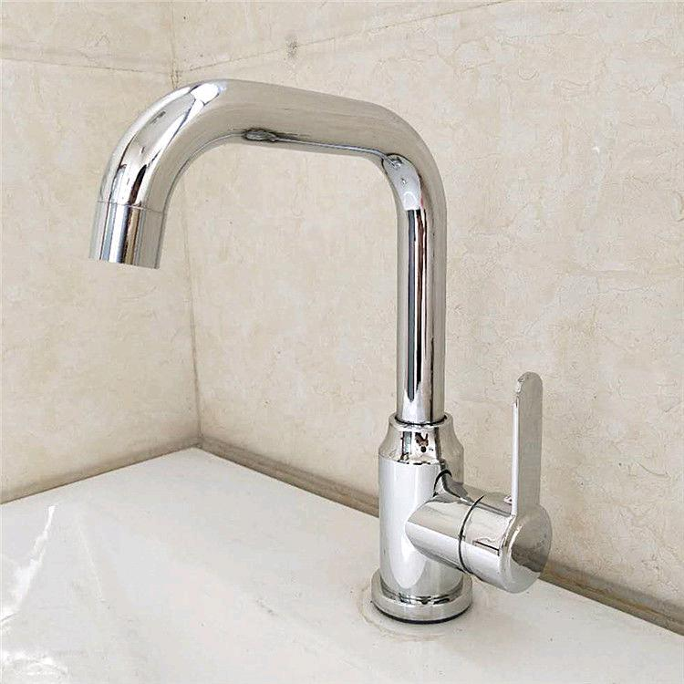 Stainless steel kitchen hot and cold faucet with seven character tube, vegetable washing basin sink faucet with ball bearing rotating faucet