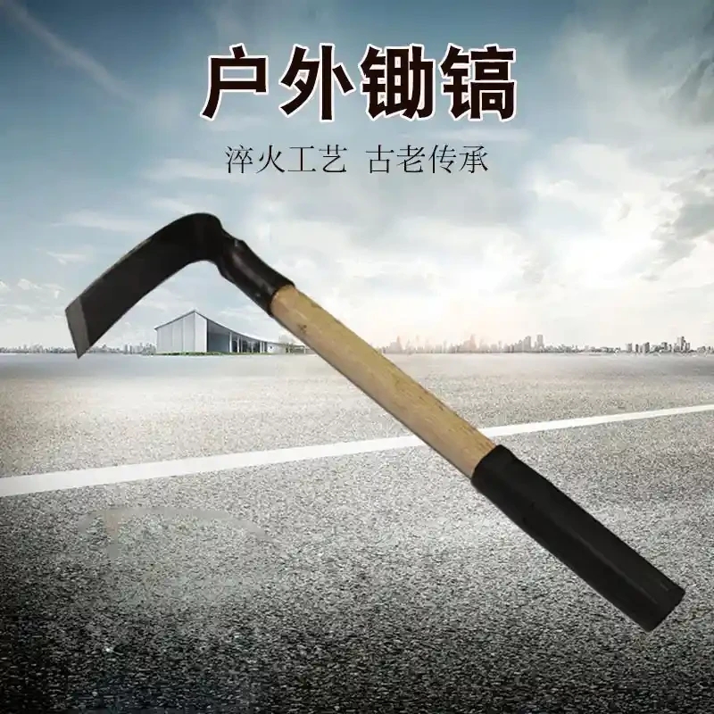 Forging a wooden handle, a small hoe, a hoe head, and a pickaxe shaft
