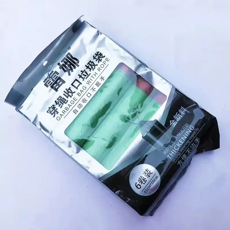 Wearing rope, tying mouth, closing mouth, garbage bag for household use, hand-held, thickened, wearing rope, living room, kitchen, large capacity disposable plastic bag