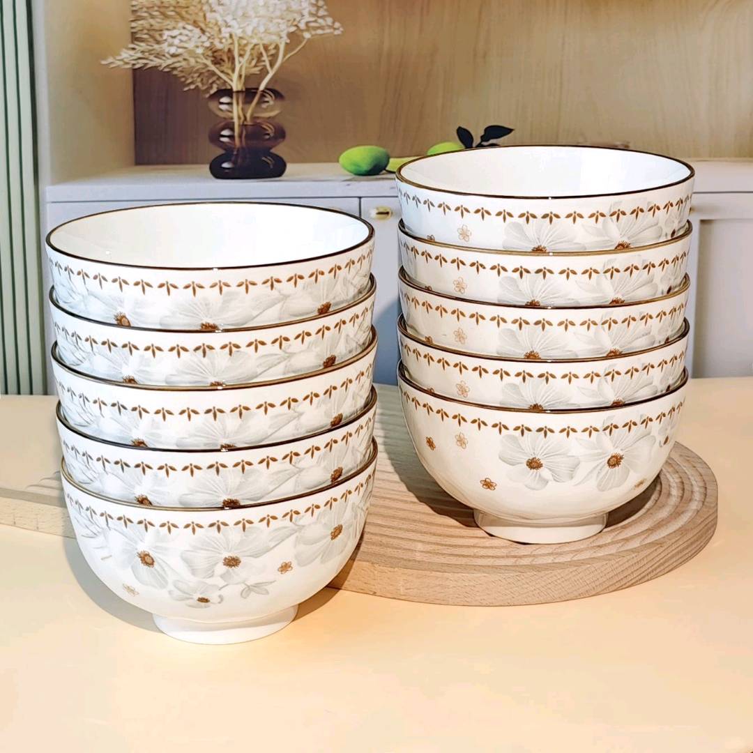 Bowl rice bowl rice bowl household ceramic tableware rice bowl simple small bowl Nordic style creative salad bowl
