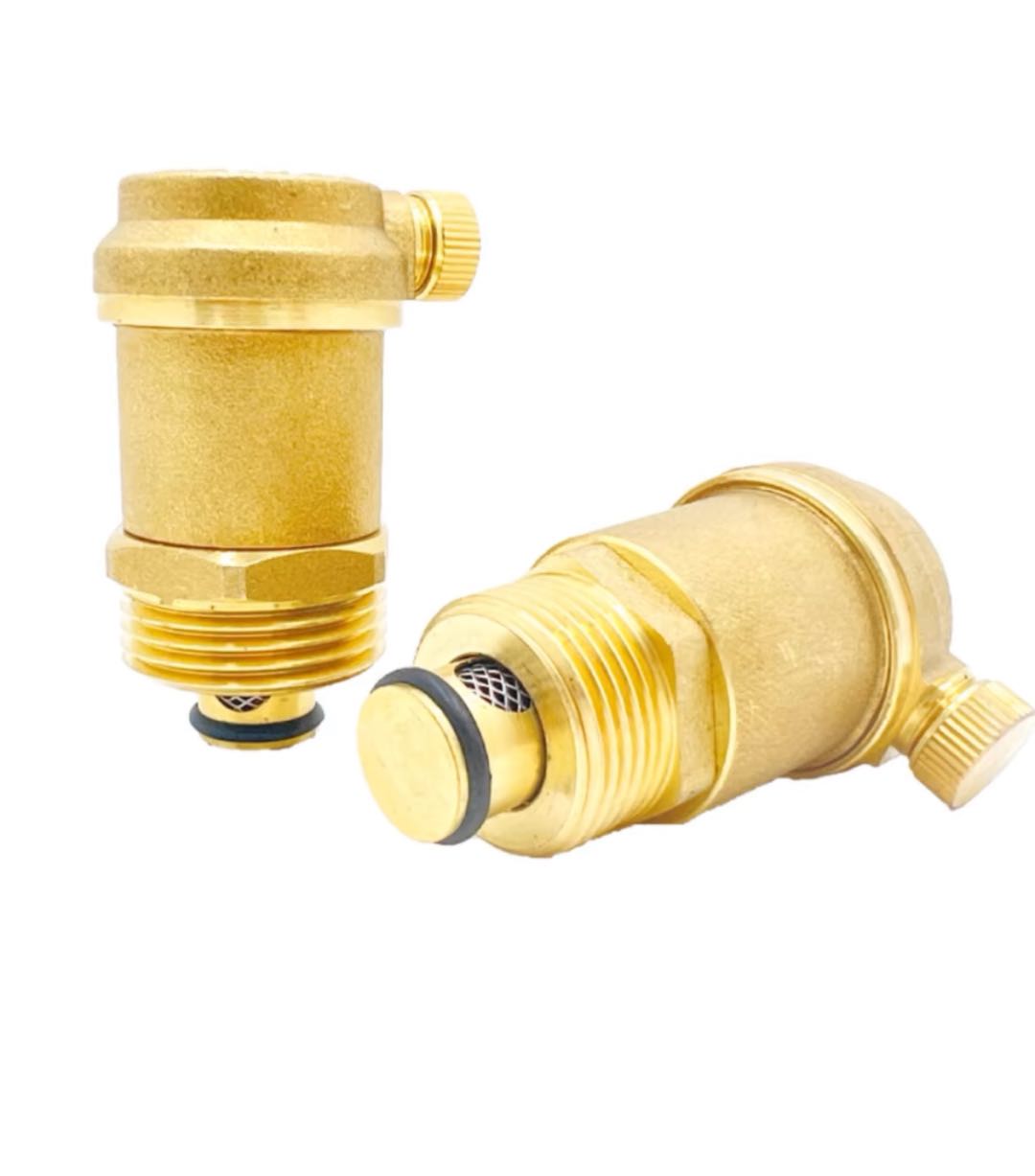 Fully automatic exhaust valve, flat head exhaust valve, heating vent valve, household brass tap water pipe, air conditioning vent valve, 4 minutes, 6 minutes, 1 inch