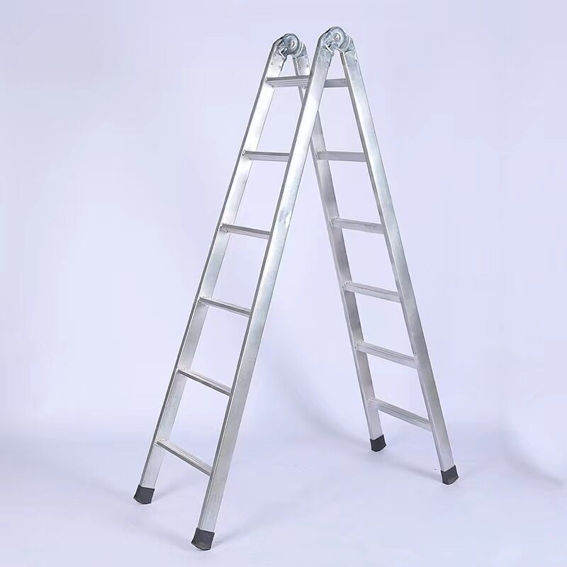 Galvanized widened folding ladder 63 white joint zigzag ladder