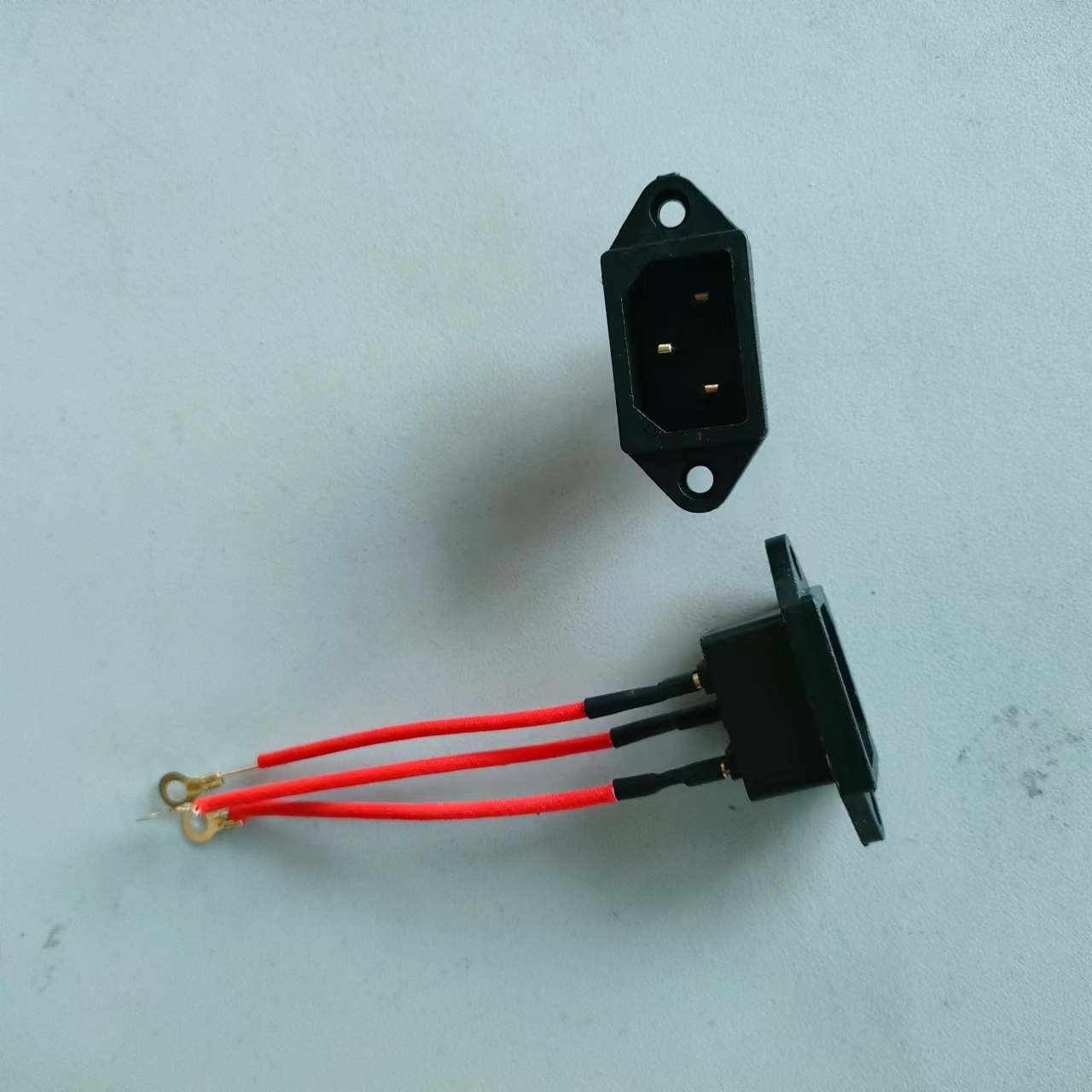 Black plug with three holes and copper pins, copper wire rear socket, multifunctional electric heating pot accessories, plug rear socket