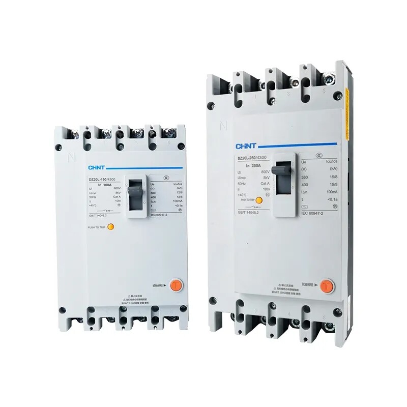 Zhengtai plastic shell residual current circuit breaker DZ20L three item four wire residual current circuit breaker with generally transparent shell