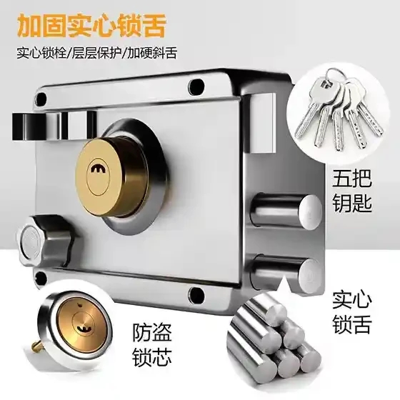 Old style anti-theft door lock 9328 copper head copper tongue external door lock indoor door lock Old style door lock Wooden iron door lock Copper core copper tongue lock