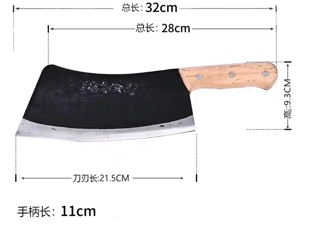 Wooden handled bone cutting knife, bone cutting knife, kitchen knife