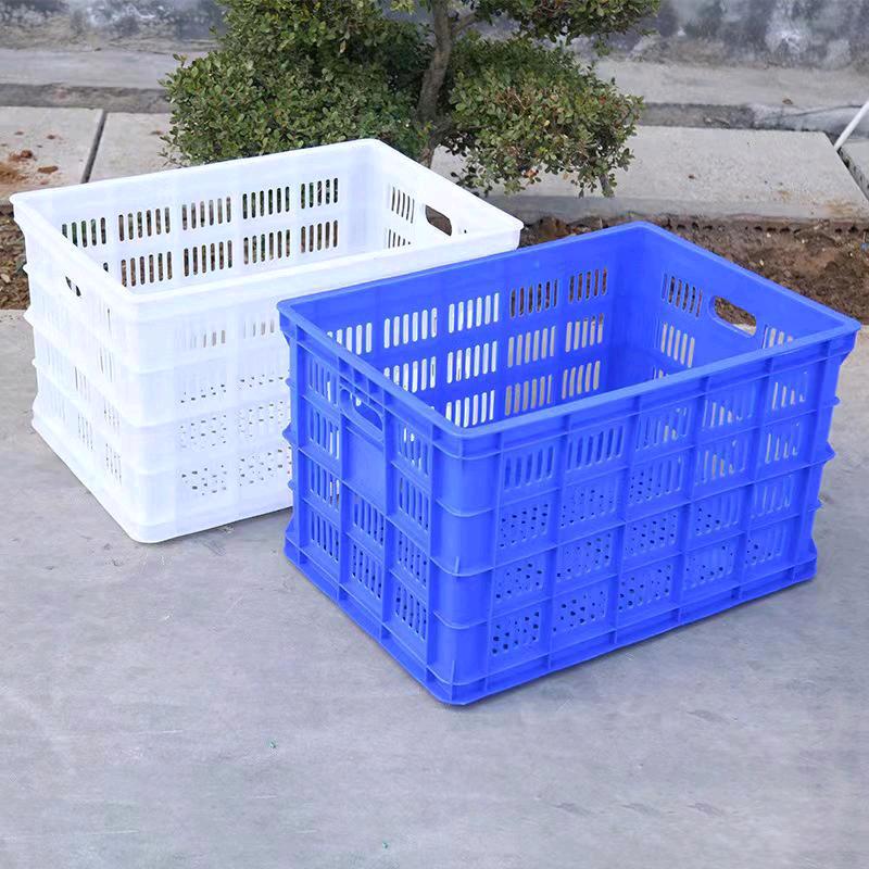 Large logistics vegetable and fruit baskets, misaligned baskets, plastic baskets, rectangular turnover baskets, ripe fruit boxes, express delivery, hollow storage, rubber frames
