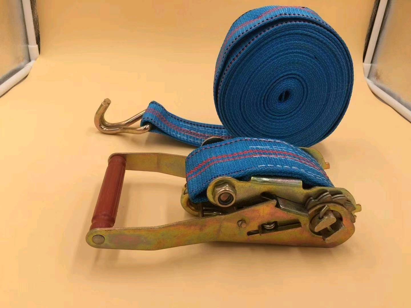 Truck rope tightener, strapping device, double hook polyester cargo strapping strap, tightening strap, thickened ratchet tensioner