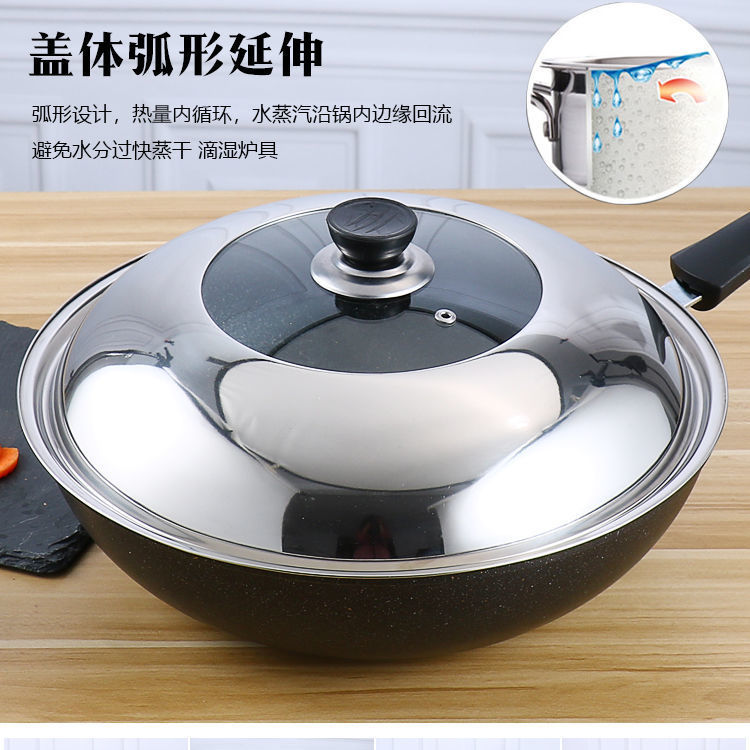 Visible tempered glass lid, stainless steel stir fry pot, soup pot accessories, 28/30/32/34/36/40/42cm
