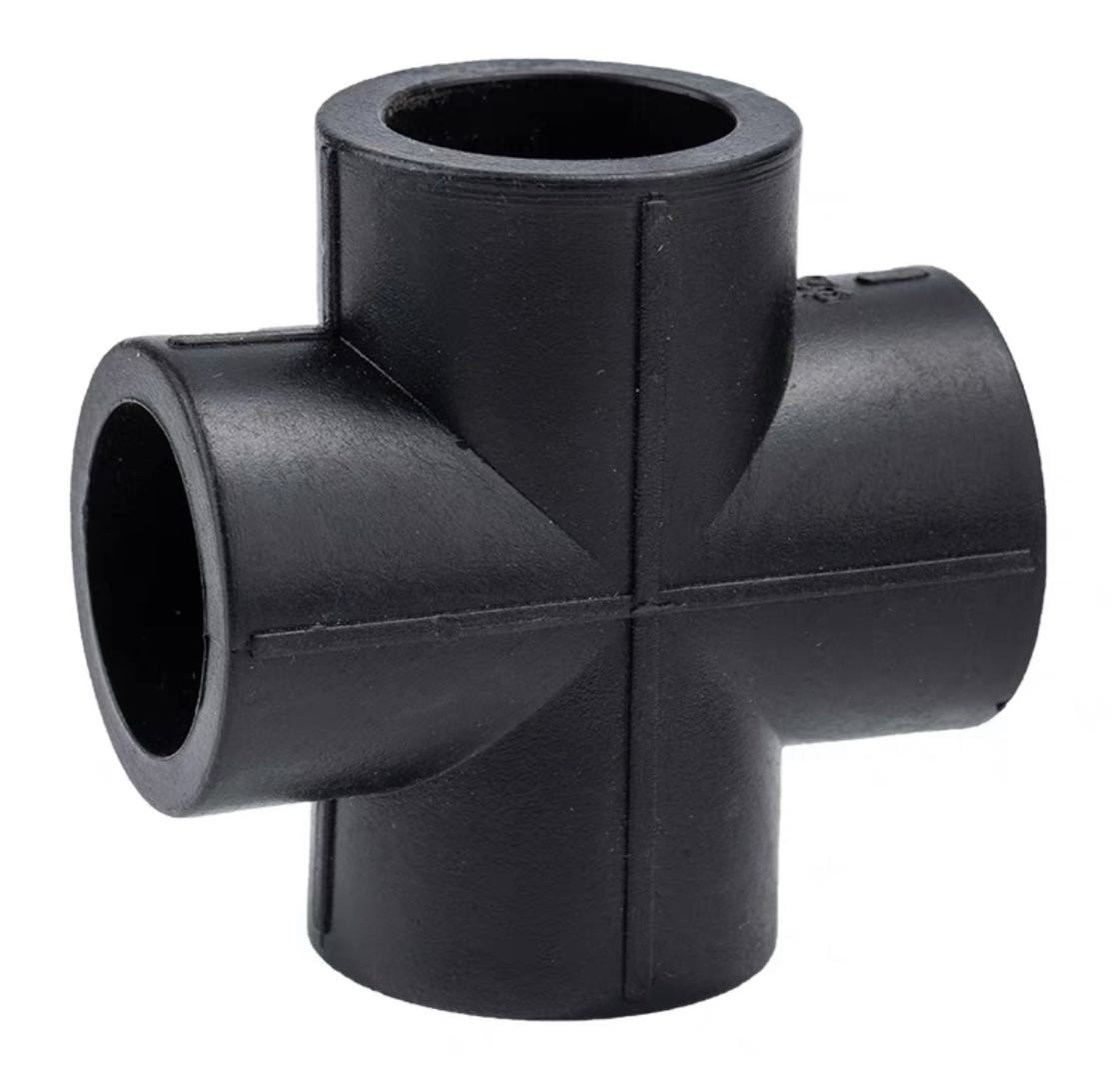 Brand new PE four-way connector 20 25 32 40 50 63 4 points 6 points black water pipe fittings accessories